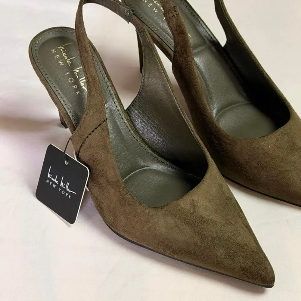 Stylish Modern Nicole Miller Faux Suede Kitten heels size 9 nwt